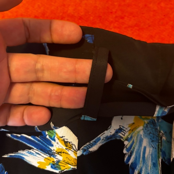 Zara black with blue and yellow birds high rise paperbag shorts NWT - Picture 6 of 14